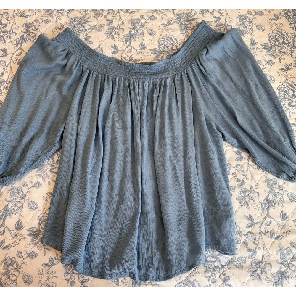 Lascana for Venus Pale Blue Off The Shoulder Blouse 3/4 Length Sleeves Size 1X